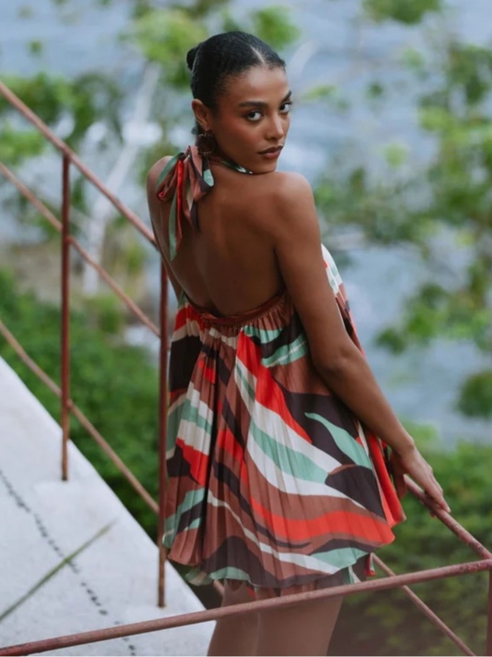 Anthropologie Halter Pleated Swing Mini fully lined Dress NWT Large - Picture 2 of 12